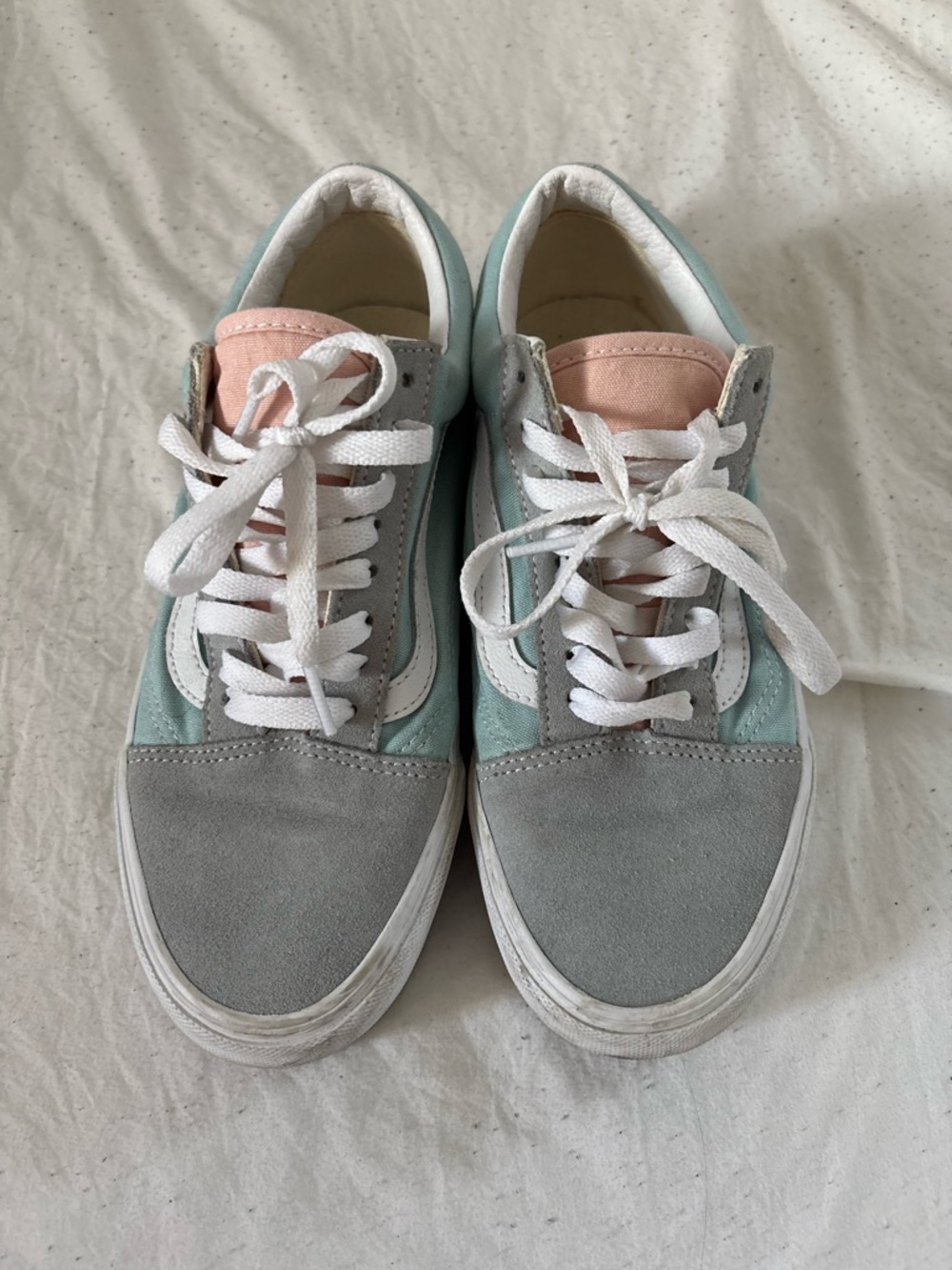 Vans Women's Low-Top Sneakers in Mint, Gray & Pink